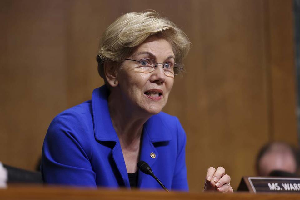 Sen. Elizabeth Warren, D-Mass., speaks during a Senate Finance Committee hearing on the IRS budget request on Capitol Hill in Washington, on June 8, 2021.