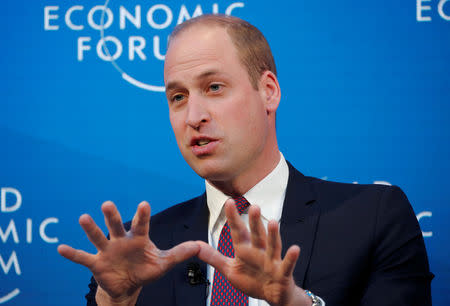 Britain's Prince William, Duke of Cambridge, gestures as he attends the World Economic Forum (WEF) annual meeting in Davos, Switzerland, January 23, 2019. REUTERS/Arnd Wiegmann