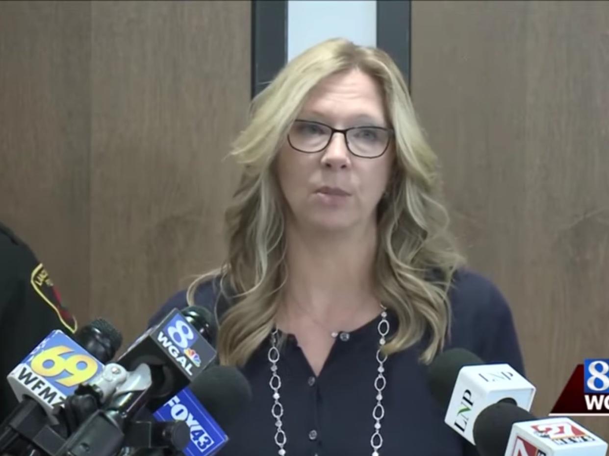 Lancaster County District Attorney Heather Adams announces arrest of suspect in newborn’s death (WGAL/YouTube)