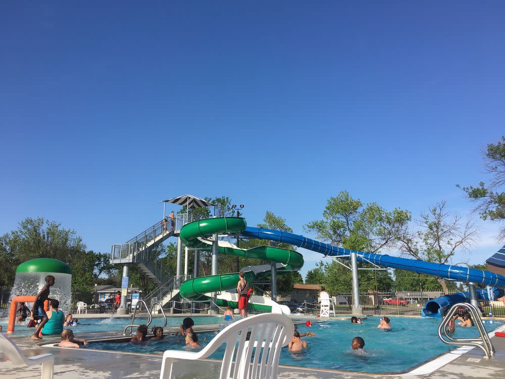 Kids swimming in Veterans Memorial Pool West Fargo North Dakota