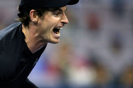 Tennis - Shanghai Masters tennis tournament - Shanghai, China - 13/10/16. Andy Murray of Britain reacts during his match against Lucas Pouille of France. REUTERS/Aly Song