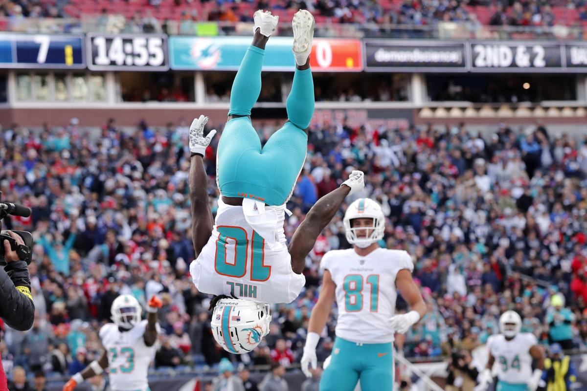 Wide receiver Mark Clayton of the Miami Dolphins looks on during a