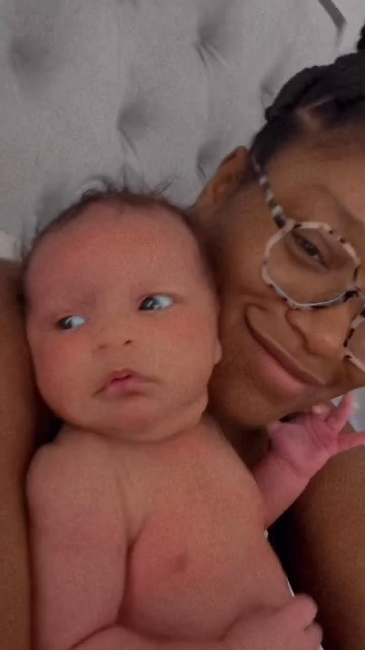 Keke Palmer posing with her infant son, Leodis “Leo” Andrellton Jackson. (Keke Palmer / Instagram)