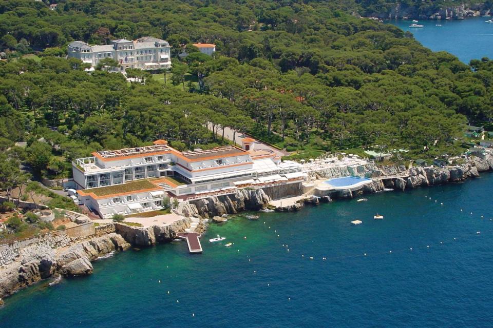 Aerial view of the seaside Hotel du Cap Eden Roc, in France