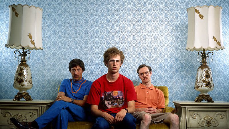 Jon Gries as Uncle Rico, Jon Heder as Napoleon Dynamite and Aaron Ruell as Kip in “Napoleon Dynamite.” Twenty years ago, “Napoleon Dynamite” made its premiere at the Sundance Film Festival.