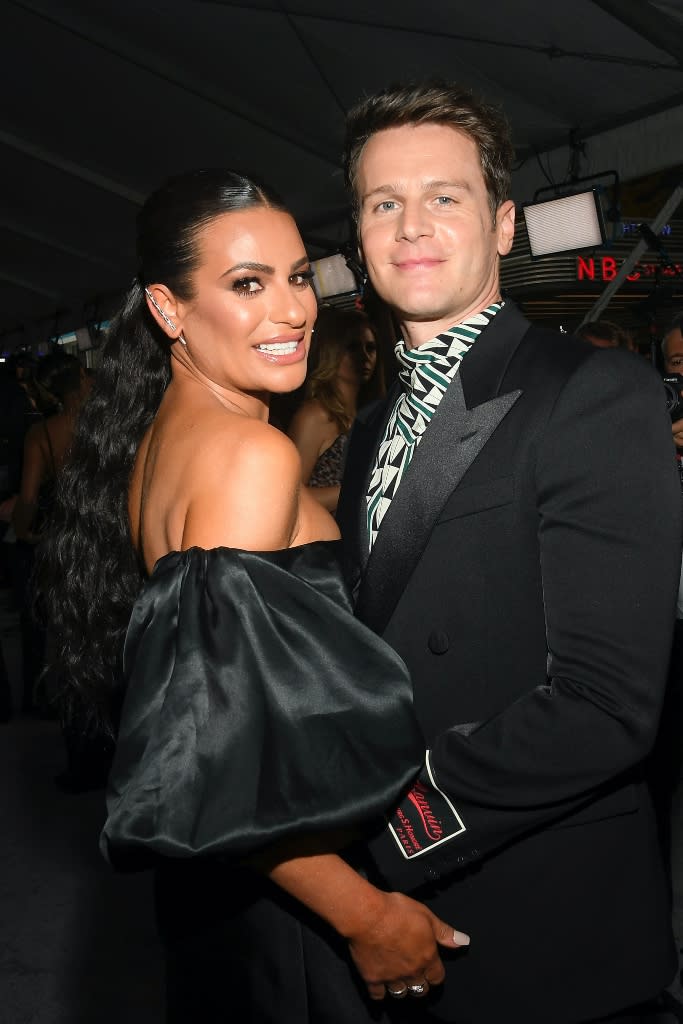 Lea Michele and Jonathan Groff attend the Tony Awards 2022 at Radio City Music Hall in New York City on June 12, 2022. - Credit: Michael Buckner for WWD