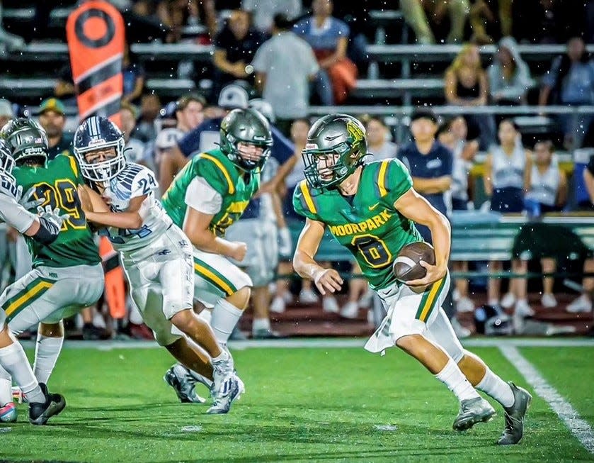 Quarterback Connor Smith and Moorpark are off to 4-1 start, including a win over Oak Park in a Canyon League opener last Friday night.