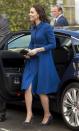 <p>Kate’s first official engagement of 2017 saw her wearing a £1650 blue belted coat by Eponine London.<br><i>[Photo: Getty]</i> </p>