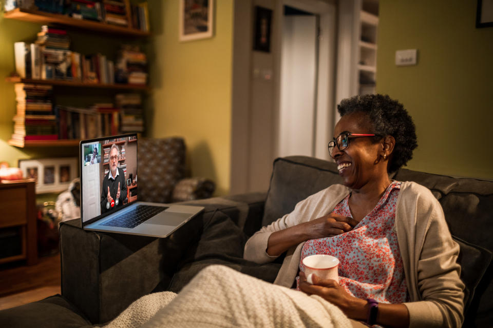 A woman on a Zoom call