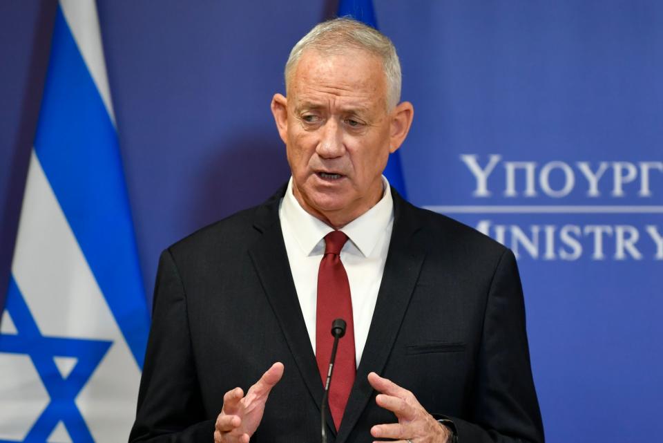 Benny Gantz, pictured last year during his time as Israel's Defence Minister (AP)