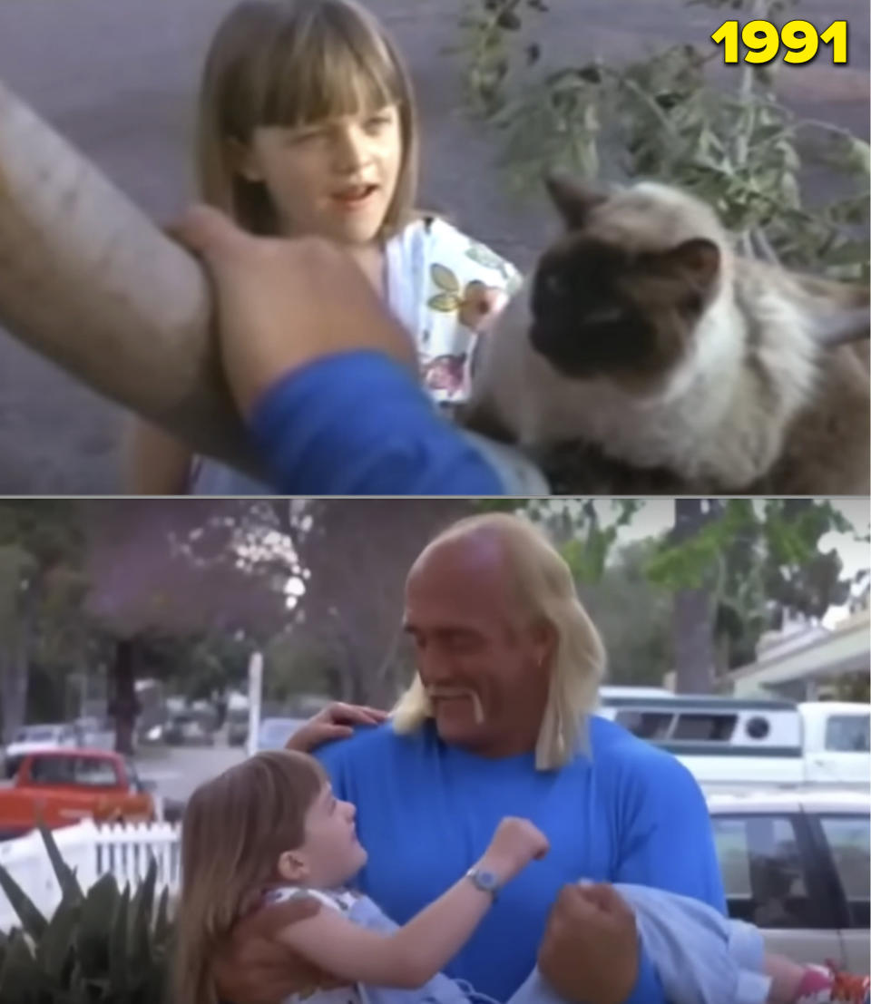 Hulk Hogan holding Elisabeth as a child