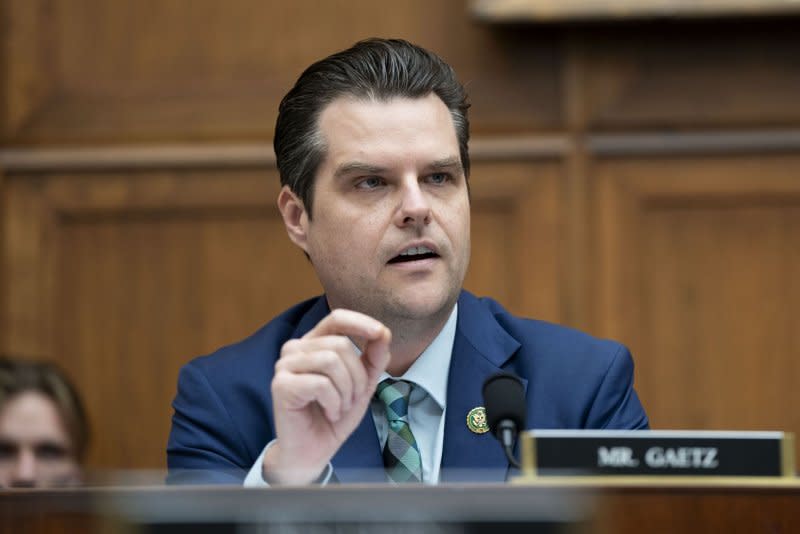 The move to release the video footage was met with applause from members of the far-right House Freedom Caucus, including Rep. Matt Gaetz, R-Fla. File Photo by Bonnie Cash/UPI