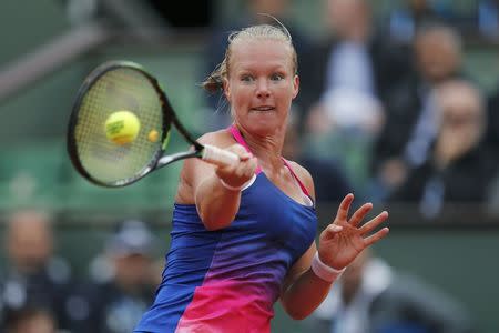 Tennis - French Open - Roland Garros - Angelique Kerber of Germany vs Kiki Bertens of the Netherlands - Paris, France - 24/05/16. Kiki Bertens returns the ball. REUTERS/Benoit Tessier