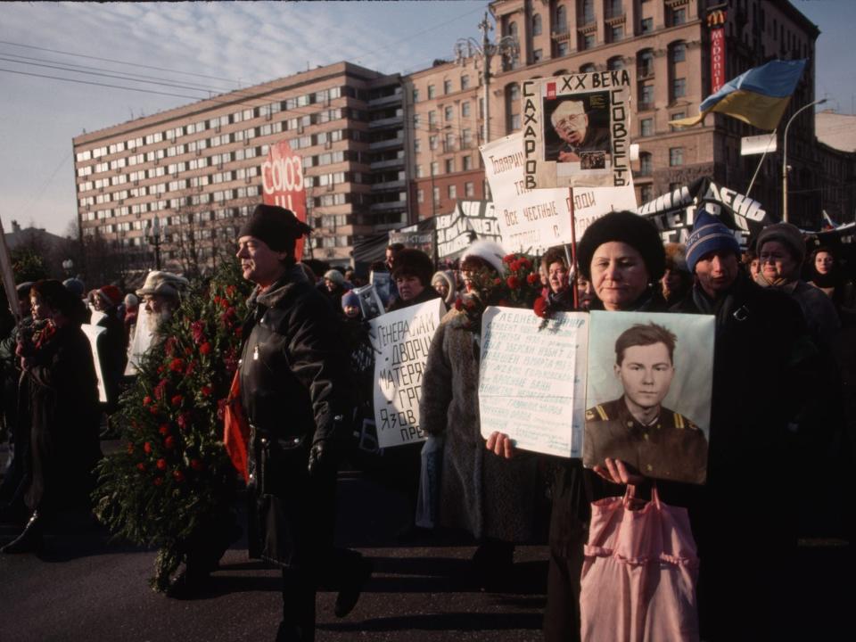 Protestors in Moscow Soviet Union