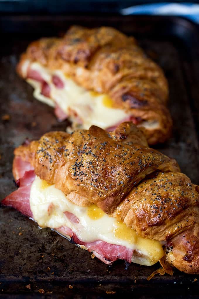 Ham and Cheese Croissants With Honey Mustard Glaze