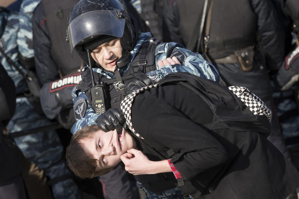 Detained by Moscow police