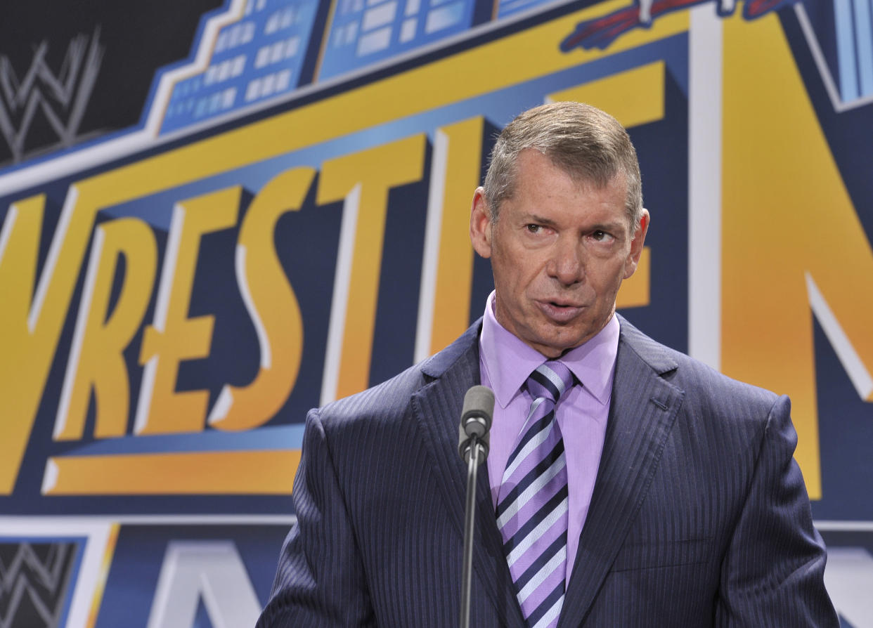 Vince McMahon durante la rueda de prensa de WrestleMania 29 en 2013. (Michael N. Todaro/Getty Images)