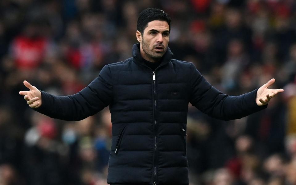 Arsenal's Spanish manager Mikel Arteta gestures on the touchline during the English Premier League football match between Arsenal and Burnley - AFP