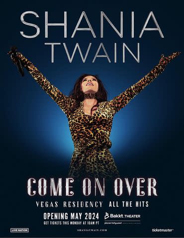 <p>Courtesy Bakkt Theater at Planet Hollywood</p> Shania Twain Come on Over Vegas residency poster