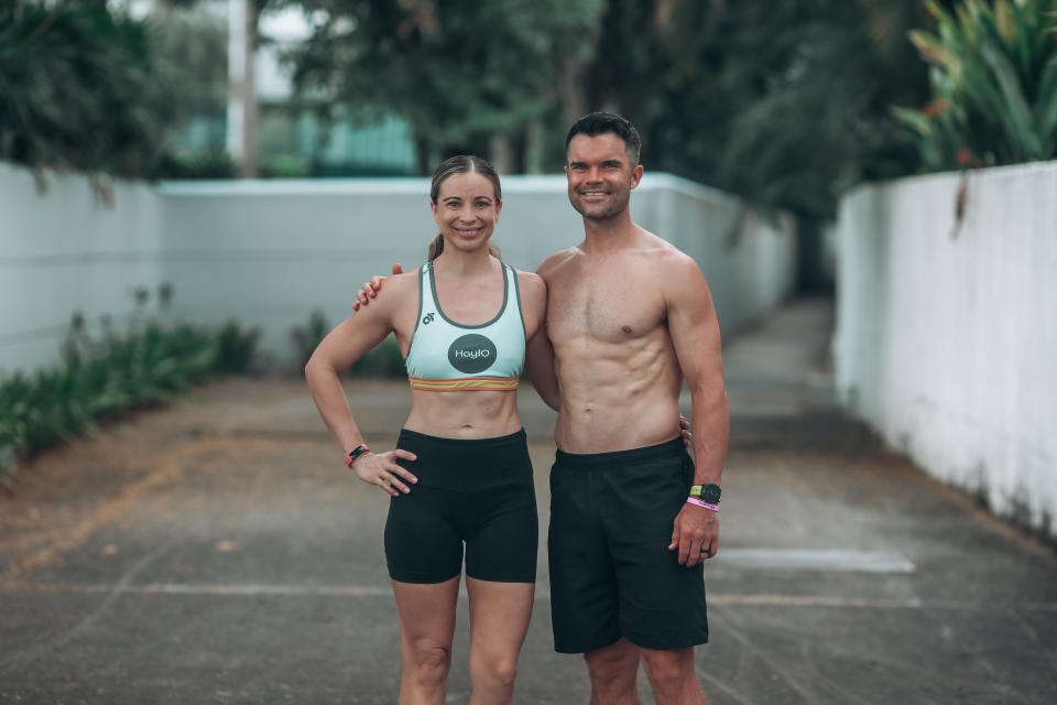 Owen (right) and Hayley Reid are avid triathletes. 