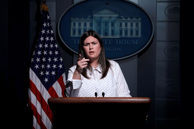 Deputy White House Press Secretary Sarah Huckabee Sanders holds the daily briefing at the White House in Washington