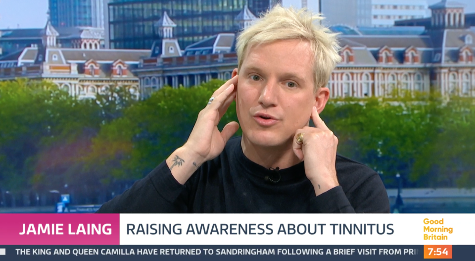 Jamie Laing was raising awareness about tinnitus. (ITV screengrab)