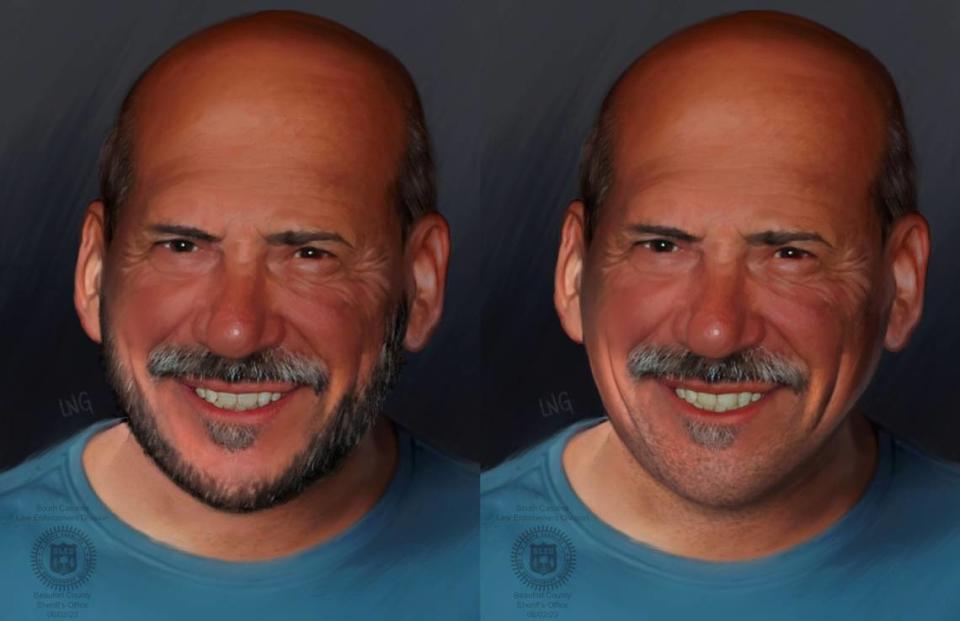 Age-progression photos show what Carlos might look like today. He was a close friend of Maria Telles-Gonzalez when both lived in the Orlando area in 1995. Today, he would be in his late 50s or early 60s.