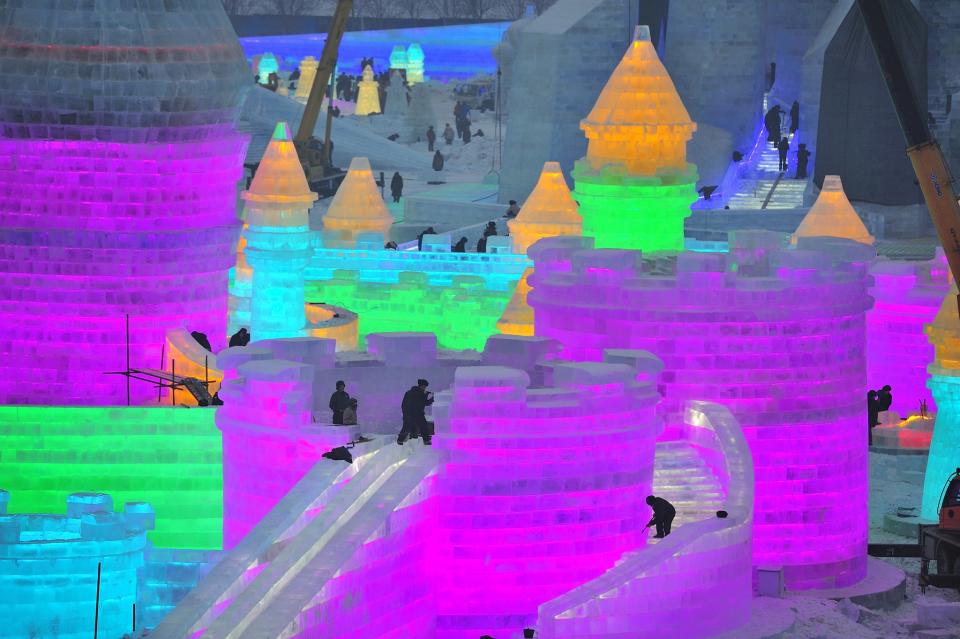 Ice sculptures in Harbin city, China