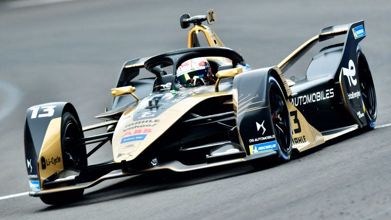 A photo of the 2022 DS Techeetah Formula E racing car. 