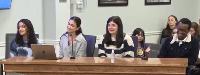 Members of Framingham High School's Student Advisory Council presented the results of a student safety survey to the Framingham School Committee on March 20.
