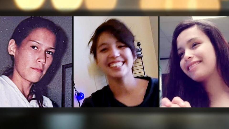 Left to right: Morgan Beatrice Harris, Marcedes Myran and Rebecca Contois. Winnipeg police said on Thursday, Dec. 1, 2022, they have charged Jeremy Skibicki with first-degree murder in the deaths of all three women, as well as a fourth, whom community members have named  Mashkode Bizhiki'ikwe, or Buffalo Woman, because police do not know her identity.