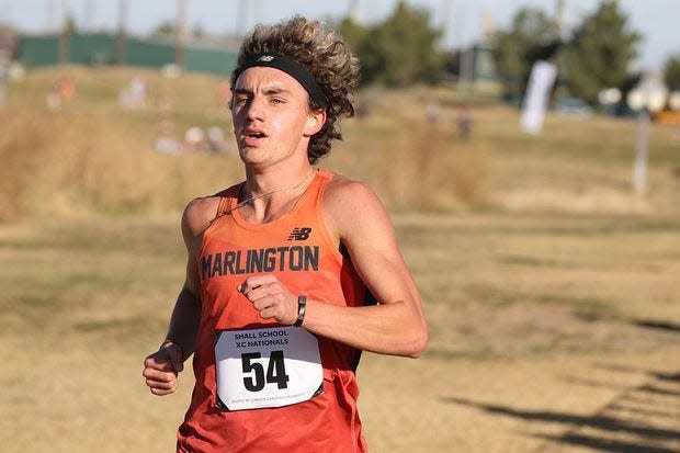 Marlington's Noah Graham competes at the Small School National Cross Country Meet at Lubbock Christian University.