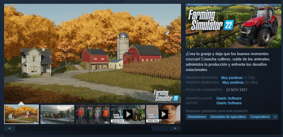 Farming Simulator 22 has positive reviews