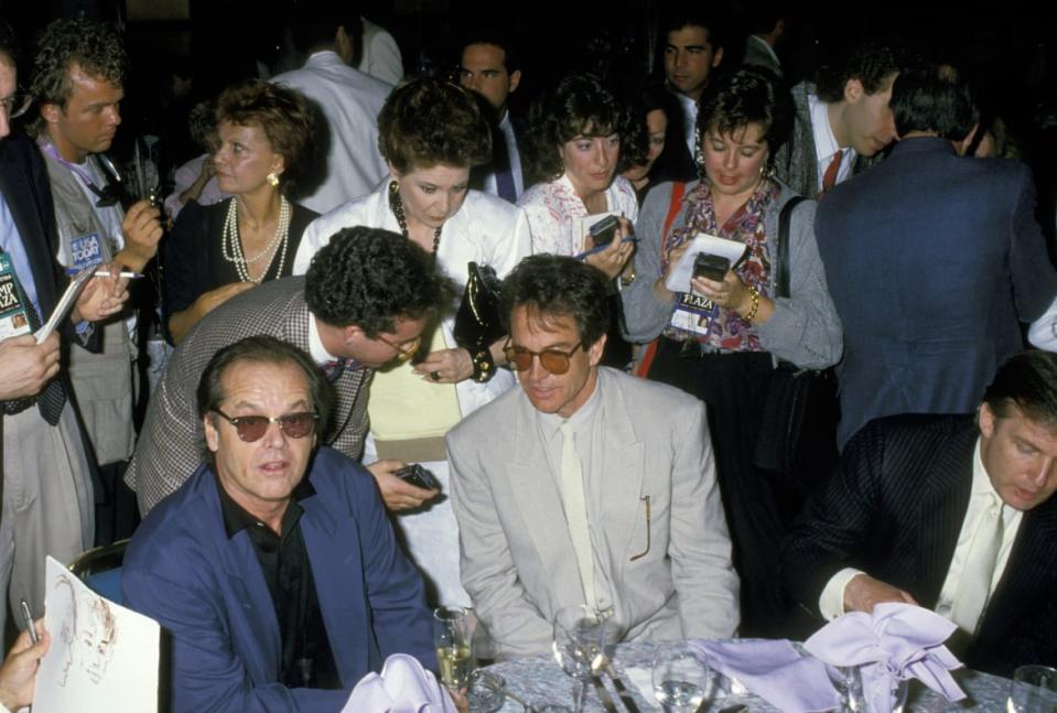 <div class="inline-image__caption"><p>Jack Nicholson, Warren Beatty and Donald Trump during Mike Tyson vs Michael Spinks Fight at Trump Plaza - June 27, 1988 at Trump Plaza in Atlantic City, New Jersey, United States. </p></div> <div class="inline-image__credit">Ron Galella / Ron Galella Collection / Getty </div>