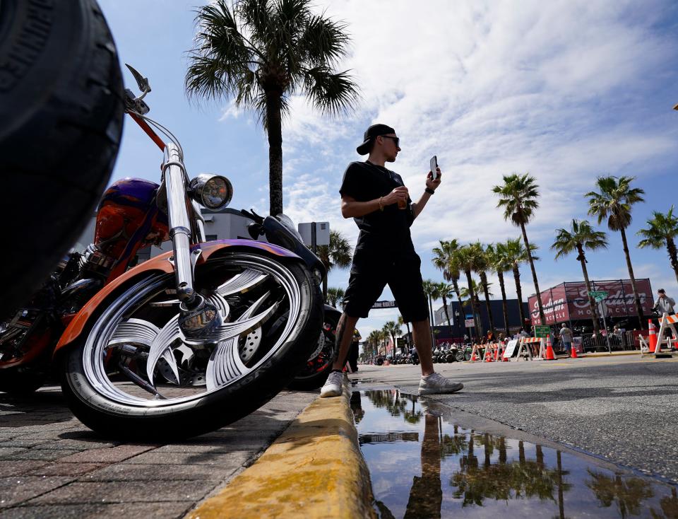 Motorcycle fans cruise Main Street in Daytona Beach on Sunday during the 83rd Annual Bike Week. The event runs through March 10 in Daytona Beach and throuthout Central Florida.