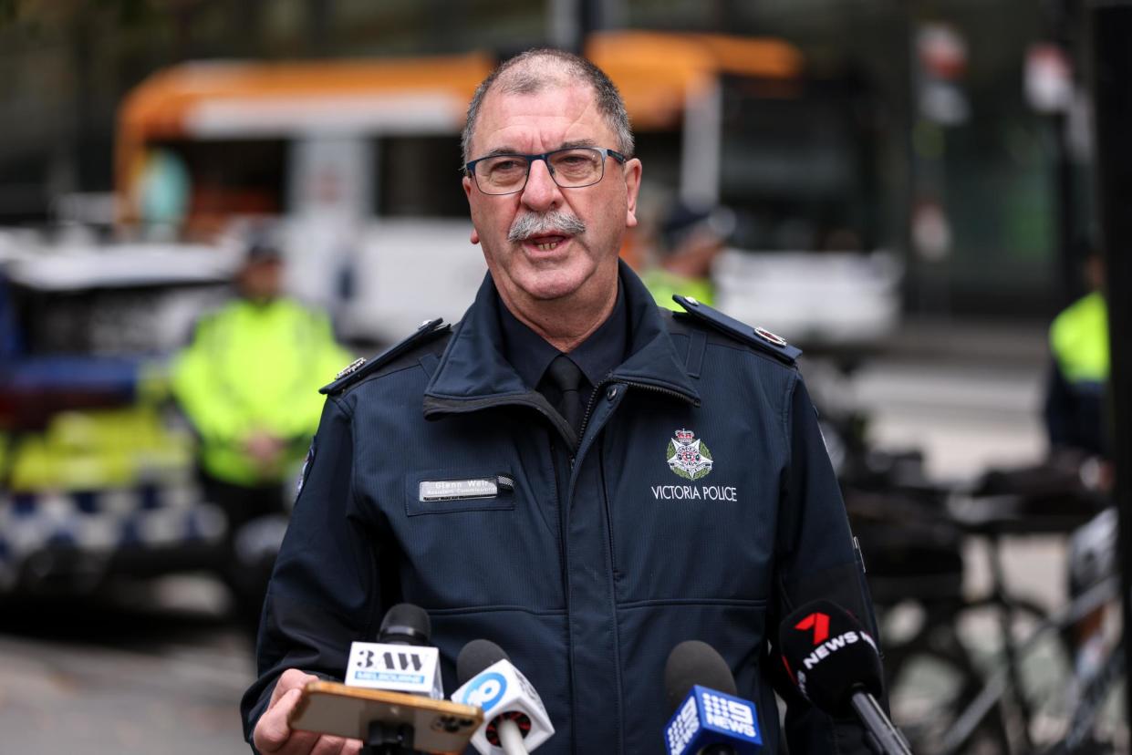 <span>Road policing assistant commissioner Glenn Weir said he took full responsibility for speeding in Parkville on 29 February and will pay the $337 fine.</span><span>Photograph: Diego Fedele/AAP</span>