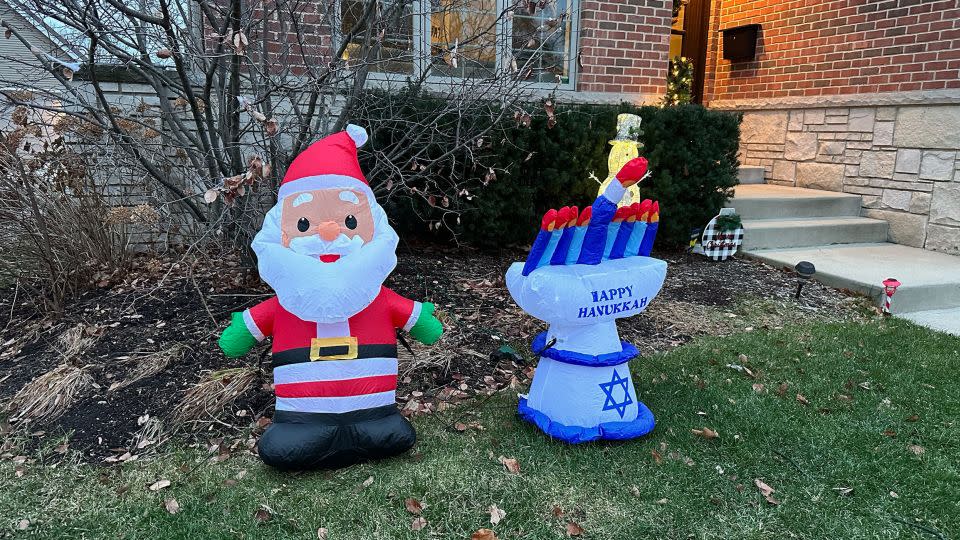 Christmas and Hanukkah decorations are seen in Scott Howard's yard outside Chicago. - Courtesy Scott Howard
