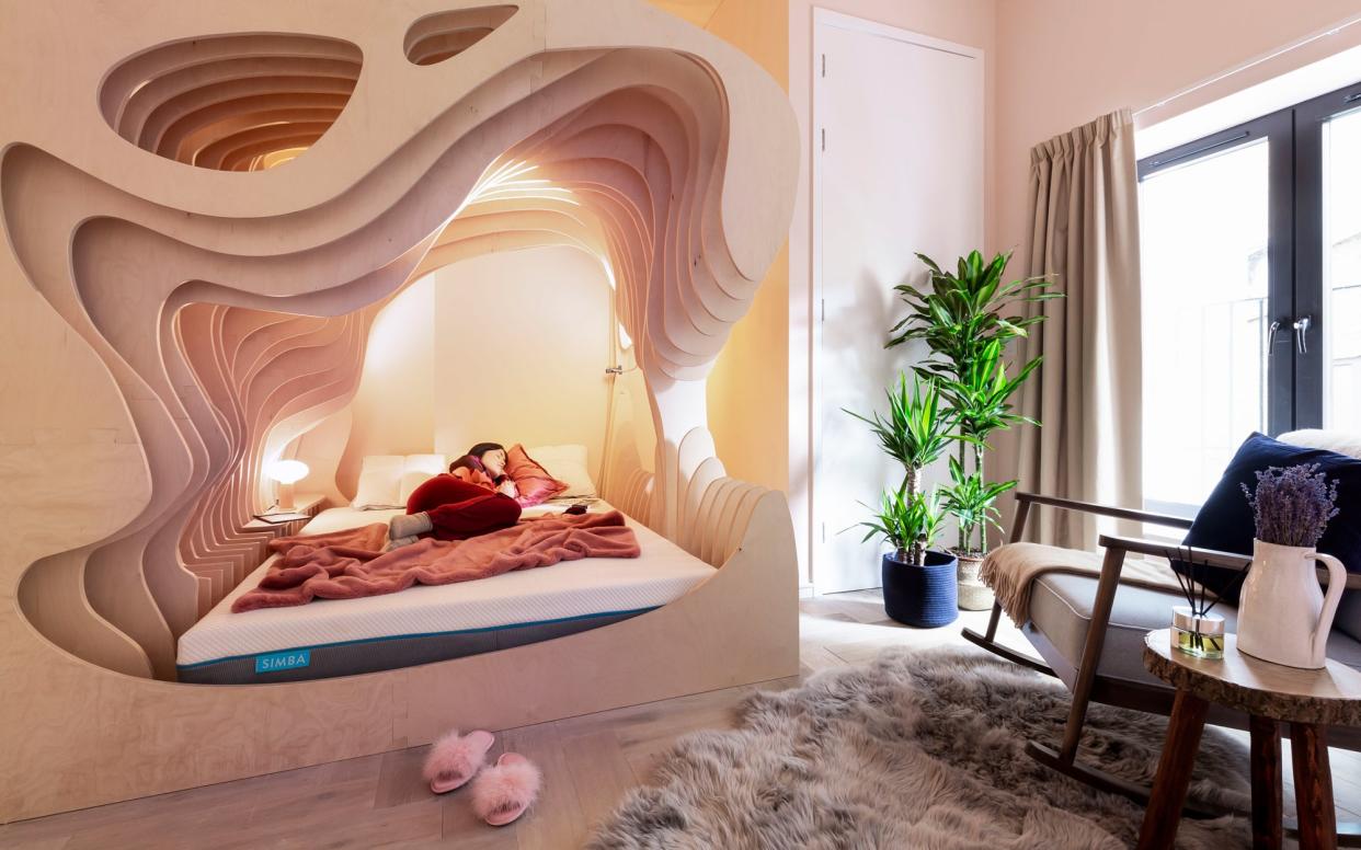The 'Woom Rooms' [sic] at the Cuckooz aparthotel in Shoreditch promises to help guests 'sleep like a baby' - BILLY BOLTON