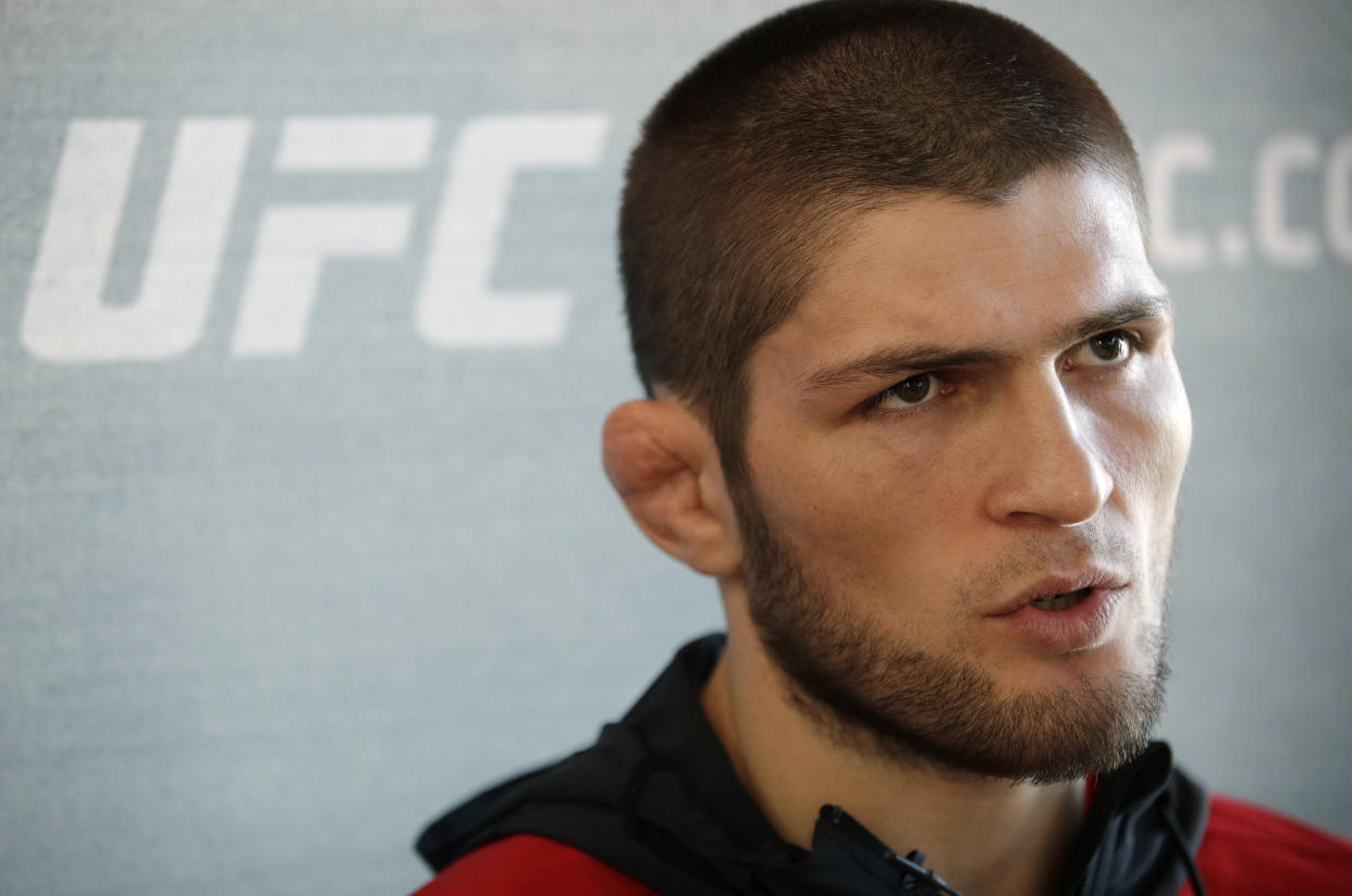 Khabib Nurmagomedov asked to fight Conor McGregor at UFC 223 before Dana White booked Max Holloway. (AP Photo)