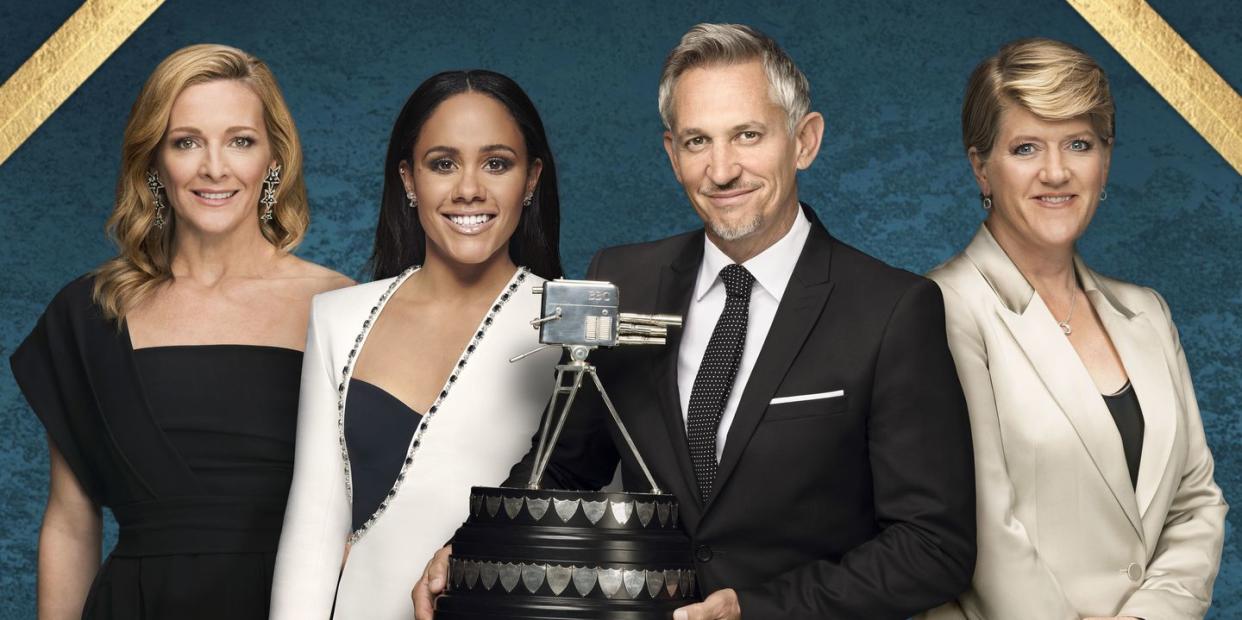 gabby logan, alex scott, gary lineker, clare balding,alex scott, gabby logan, gary lineker and clare balding present bbc sports personality of the year 2023