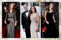 <p><b>Gowns:</b> </p> <p>Kate Middleton wore many dresses. However, her long-sleeved lace wedding gown was a show-stealer. Lace is one of Kate’s signatures. The stunning Temperely London dress she wore to the War horse premiere featured a black lace floral overlay which highlighted her slender figure.</p>