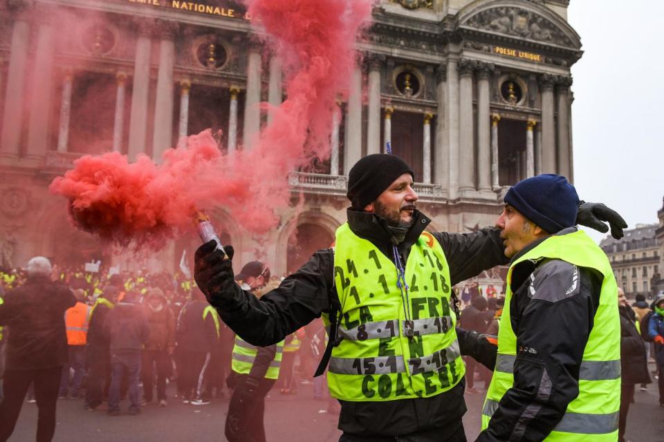 Demonstrators gathered in central Paris (Getty Images)