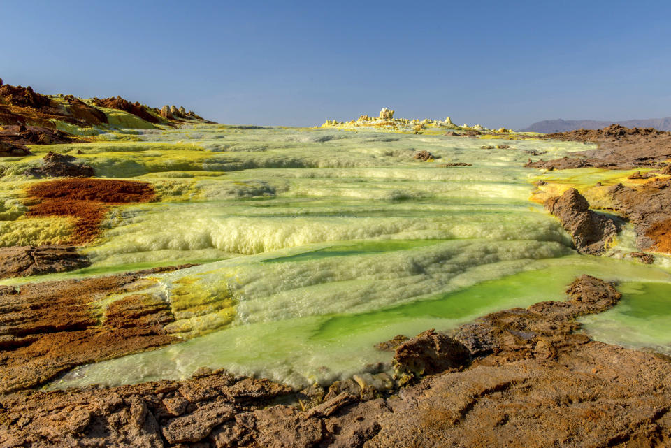 Acid pools in Africa that look like a Martian landscape