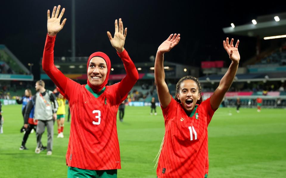 Moroccan players celebrate