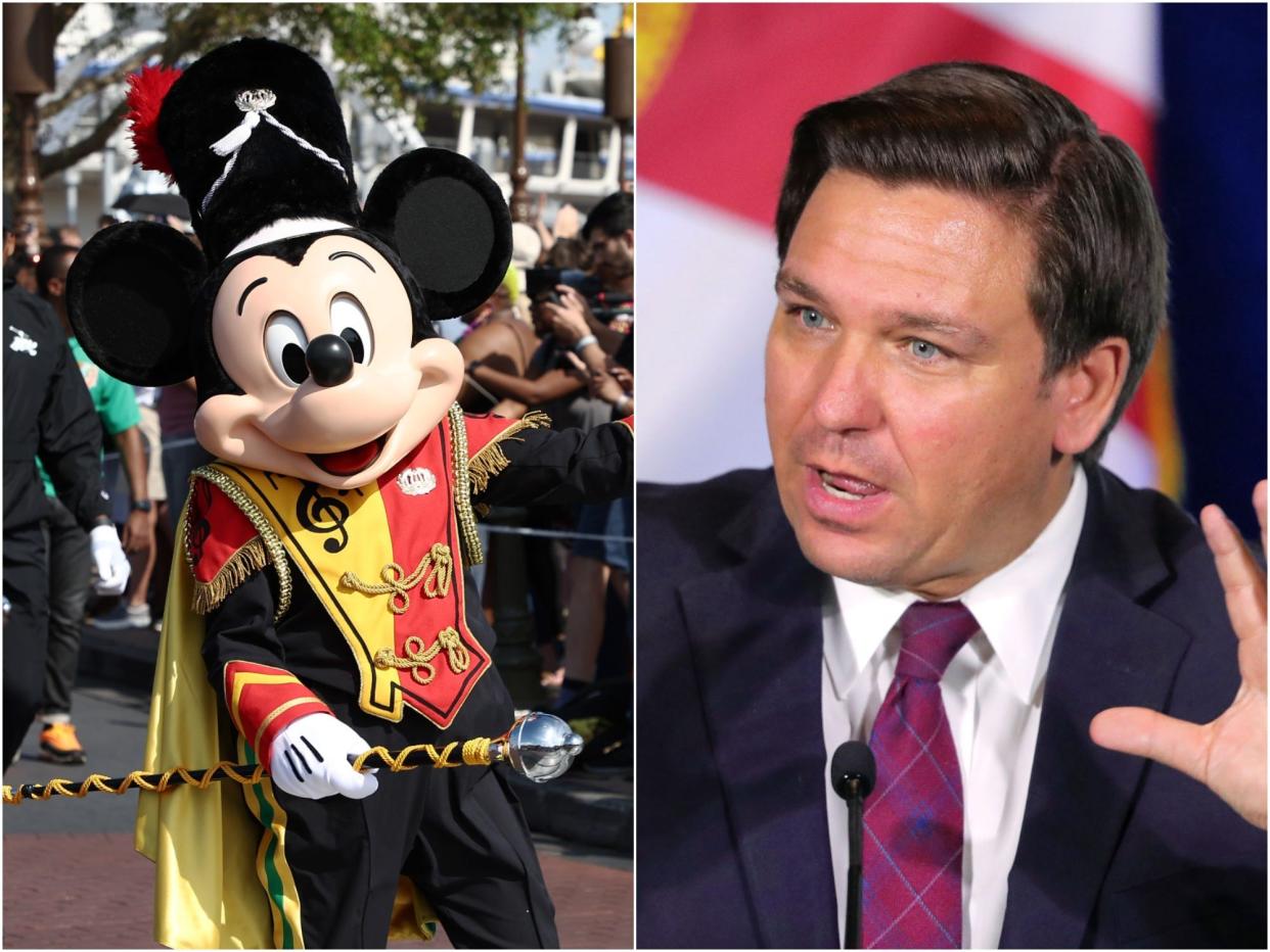 Mickey Mouse and Ron DeSantis