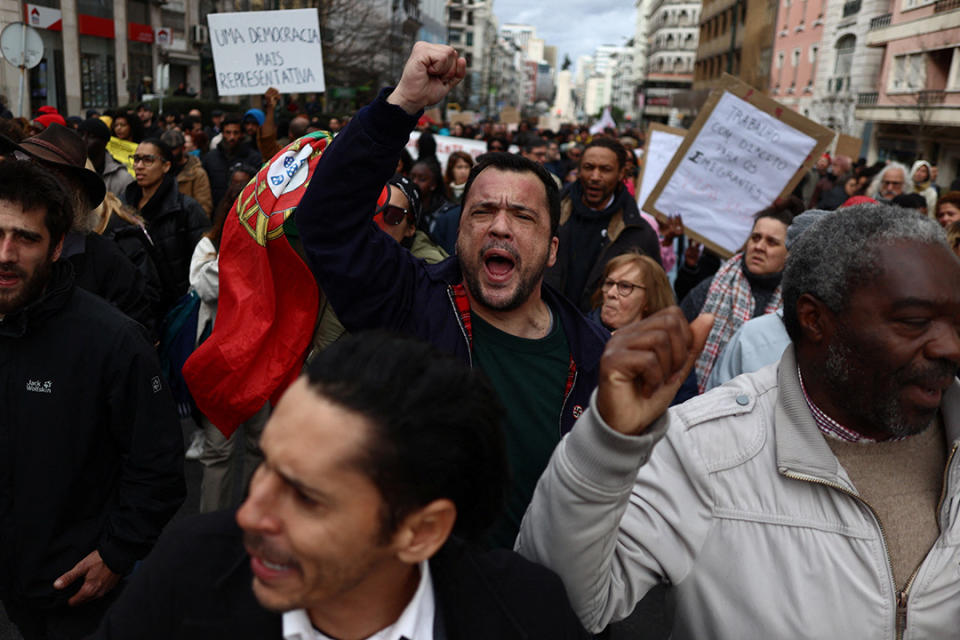2023年2月25日，葡萄牙，民眾因生活成本上漲上街示威。攝：Pedro Nunes/Reuters/達志影像