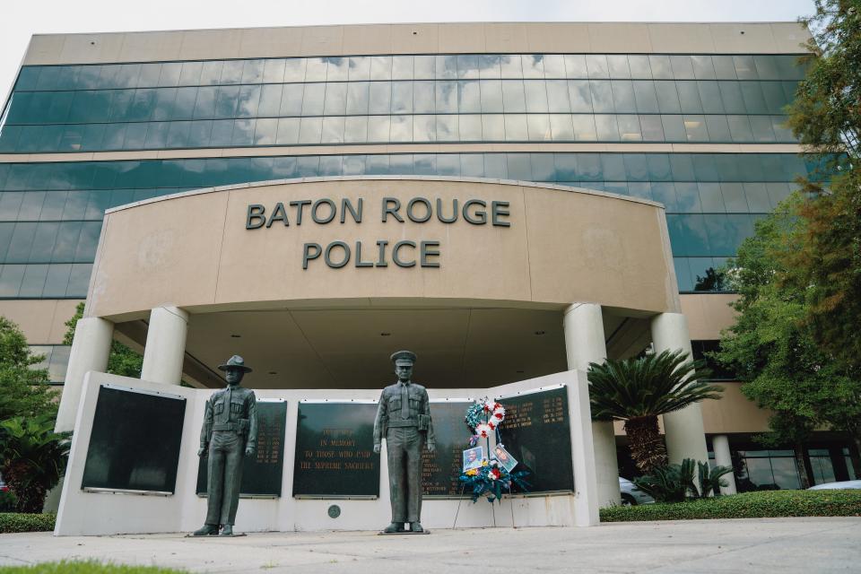 The Baton Rouge Police Department headquarters is a converted hospital about 15 minutes east of the Mississippi River.