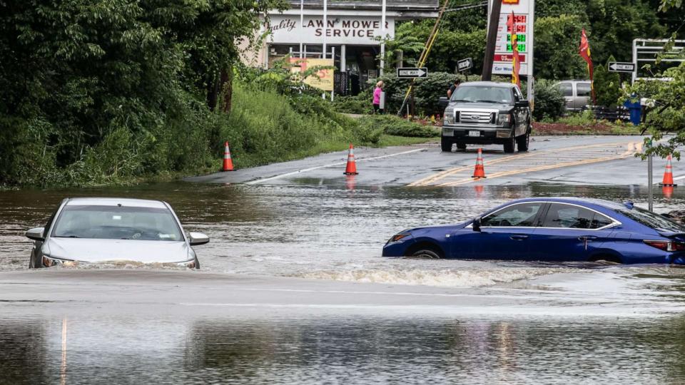 PHOTO: Route 202 in Yorktown, N.Y. was flooded July 10, 2023 after torrential storms Sunday evening led to flash flooding and at least one fatality in New York. (Seth Harrison/The Journal News/USA Today)
