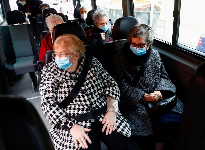 Nursing home residents and workers attend a special theatre show in Madrid