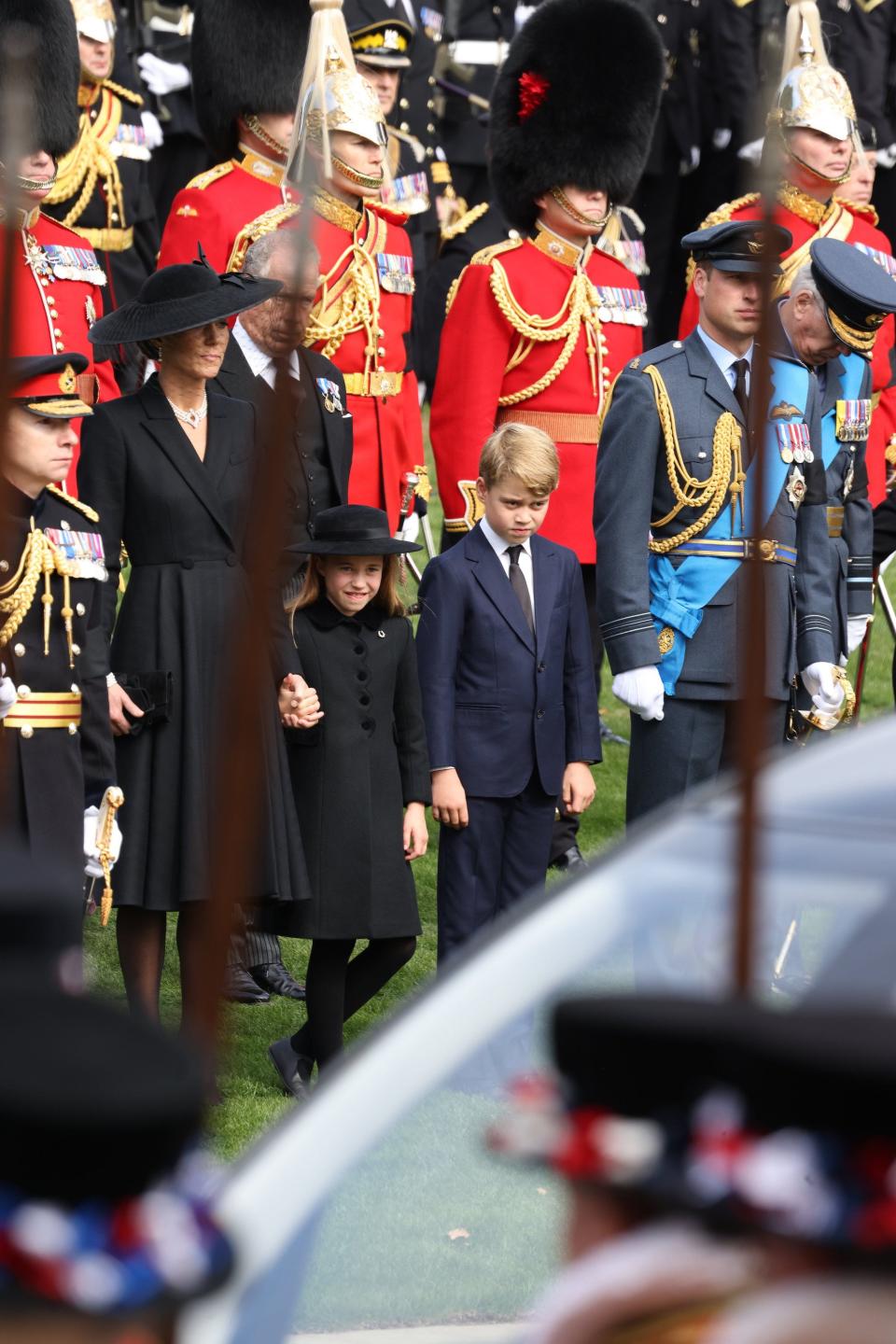 Kate Middleton, Princess Charlotte, Prince George, and Prince William at Wellington Arch.